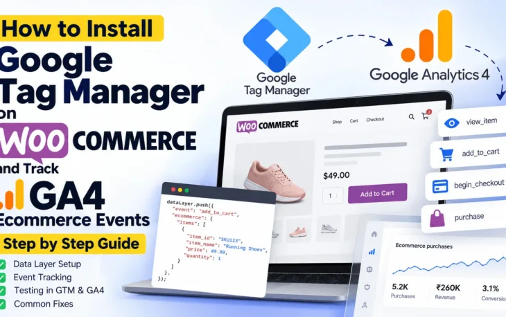 How to install Google Tag Manager on WooCommerce and track GA4 ecommerce events step by step.